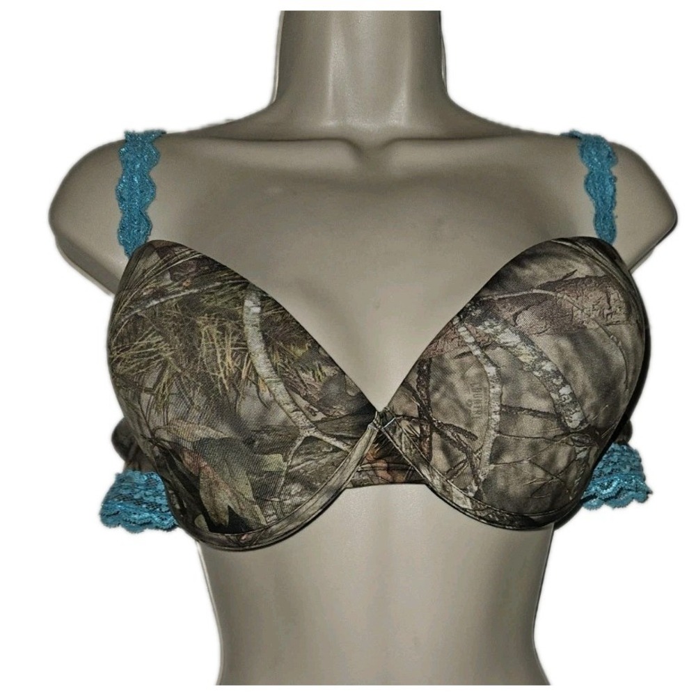 Wilderness Dreams Stylish Comfort Mossy Oak Camo Lace Padded T Shirt Bra 38DD - Picture 4 of 5